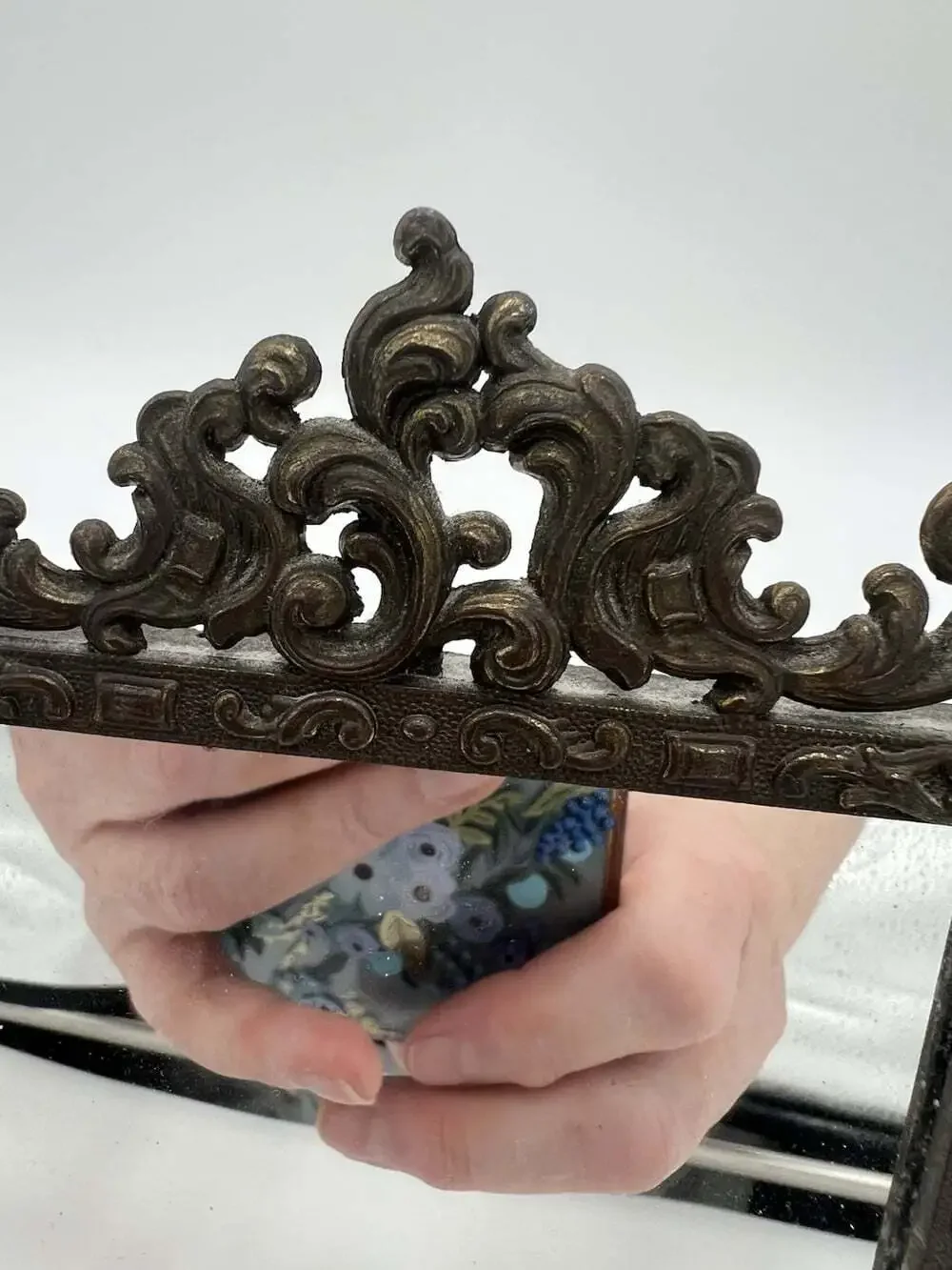 Vintage Italian Gold Metal Mirror Baroque Rococo Ornate Easel 8x6 Made Italy